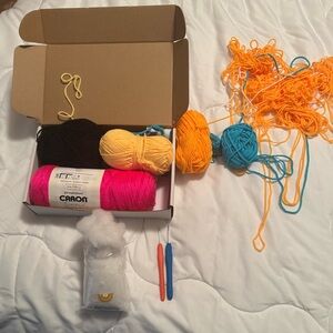 Colorful Yarn Set with Crochet Hooks